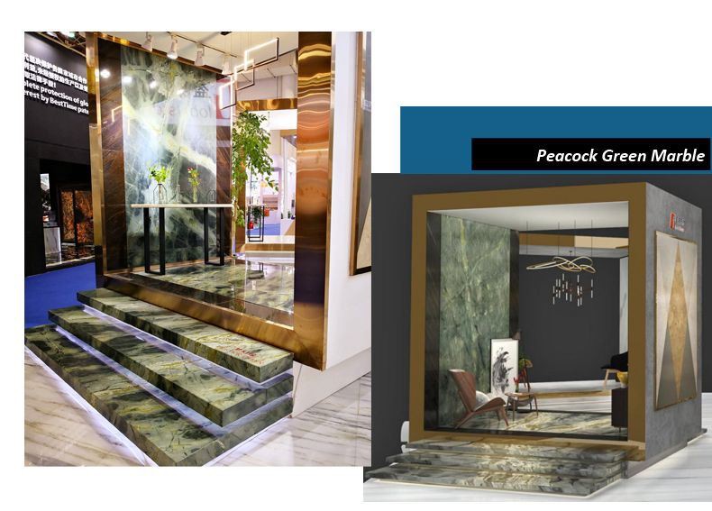 Peacock Green Marble Wall Steps