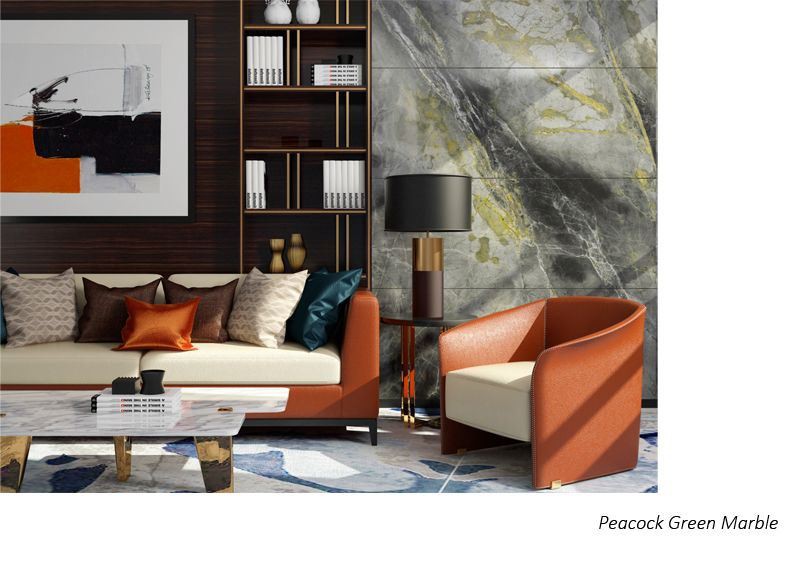 Peacock Green Marble Wall Panel Tiles