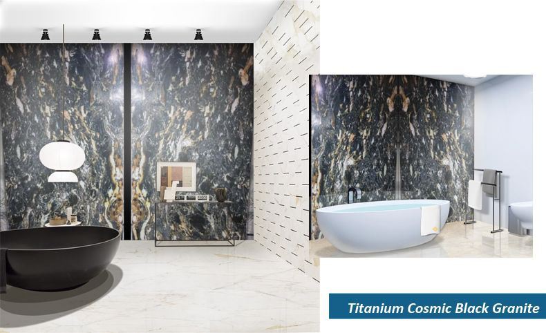 Titanium Cosmic Black Granite Floor Tiles(001)