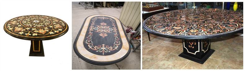 Natural Marble Stones Water Jet Medallion Table