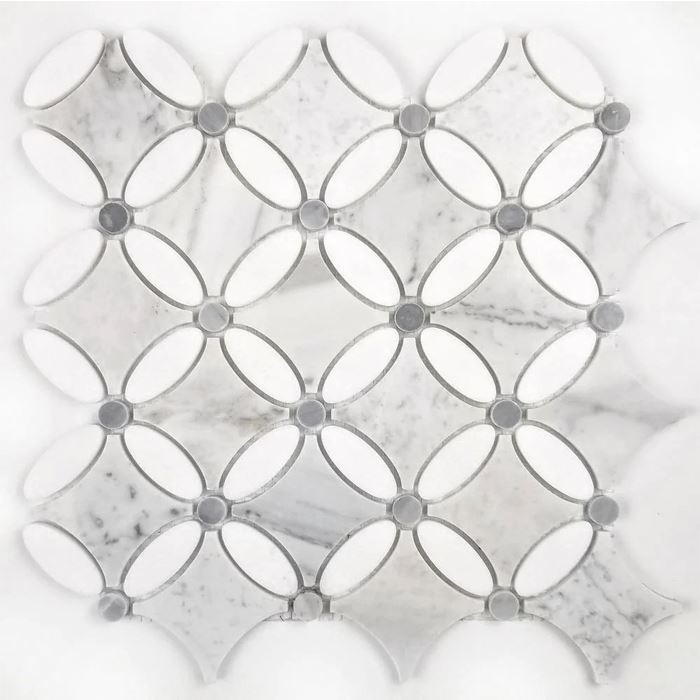 calacatta white marble flower shape mosaic