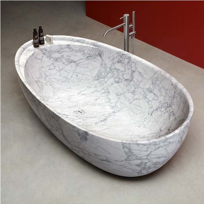 white marble bathtub