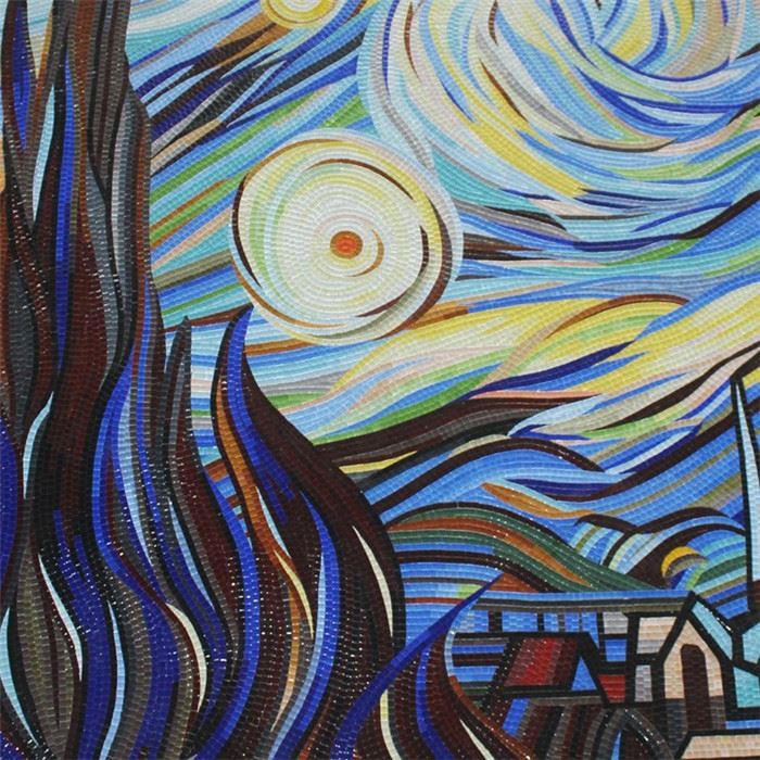 glass starry night mosaic pattern