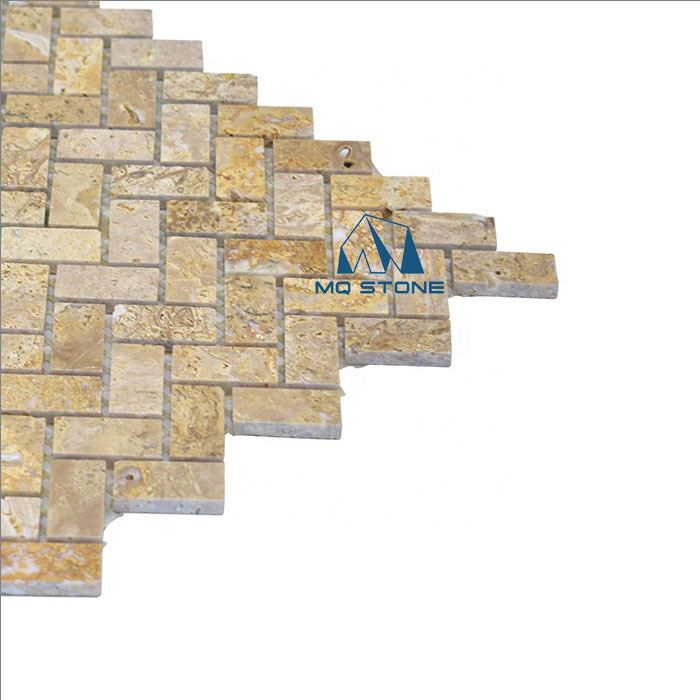 Beige travertine mosaic stone