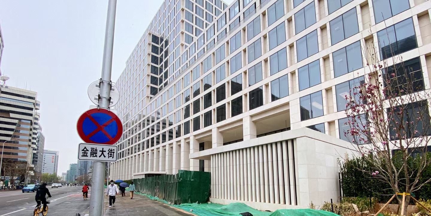 Beige Limestone Building Wall Facade