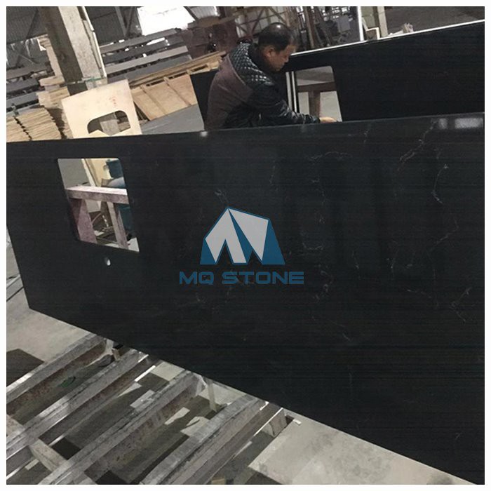 Black Quartz Stone Kitchen Tops